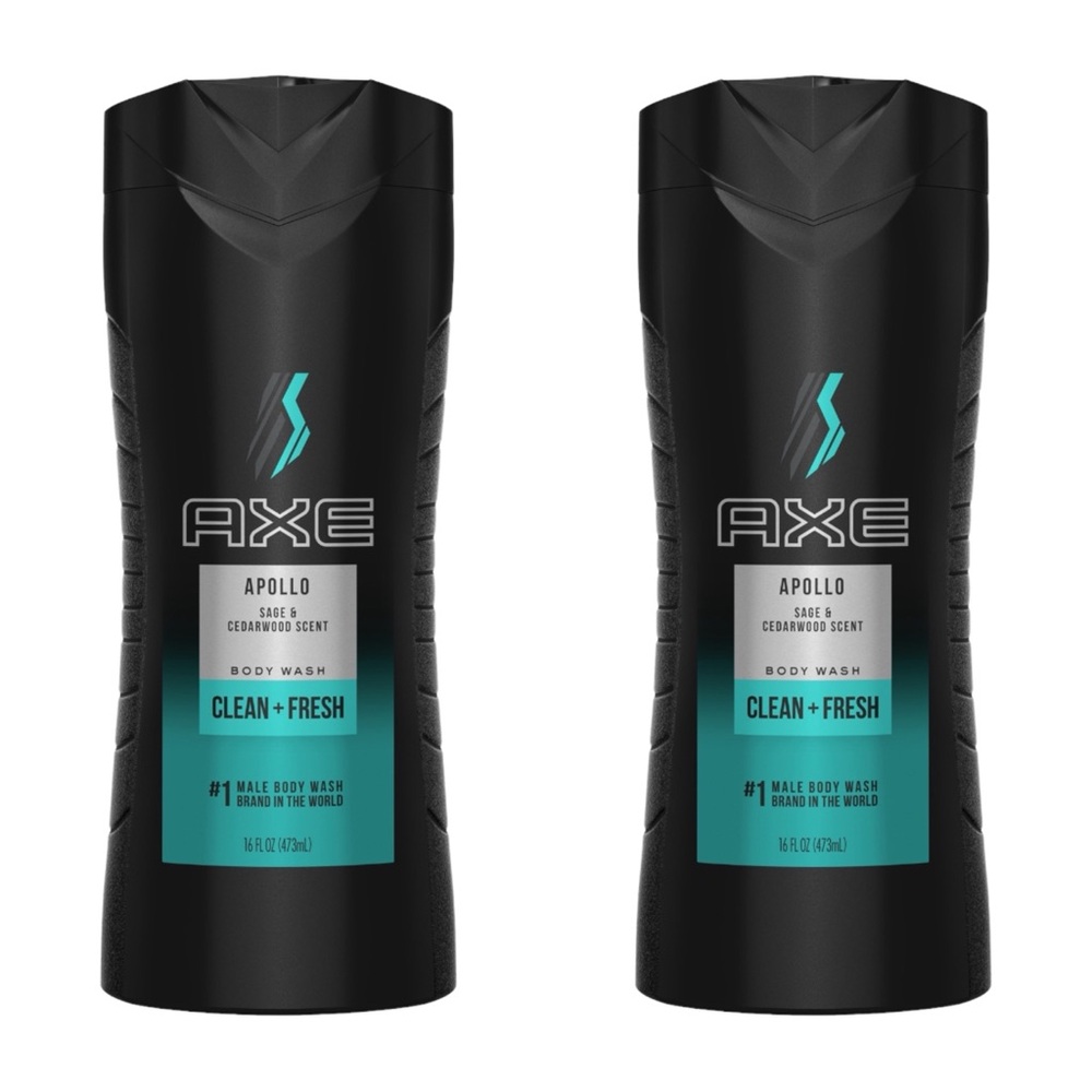 AXE APOLLO SAGE & CEDARWOOD BODY WASH 473ML X2 - BRAND NEW